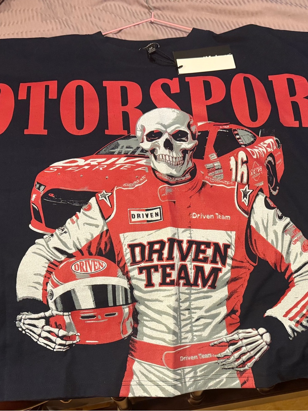 NWT BrandMakers Heavyweight Motorsports Graphic Tee Navy Blue Size S